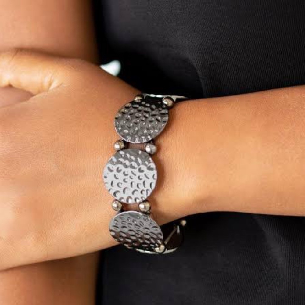 Paparazzi Silver Textured Bracelet with Circular Design